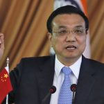 Chinese Premier Li speaks with the media during the signing of agreements ceremony with India’s PM Singh in New Delhi