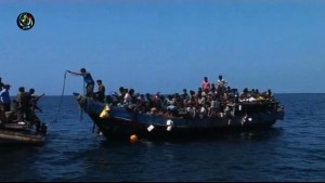 File photo of Rohingya boat people in the Andaman. (Reuters screenshot)